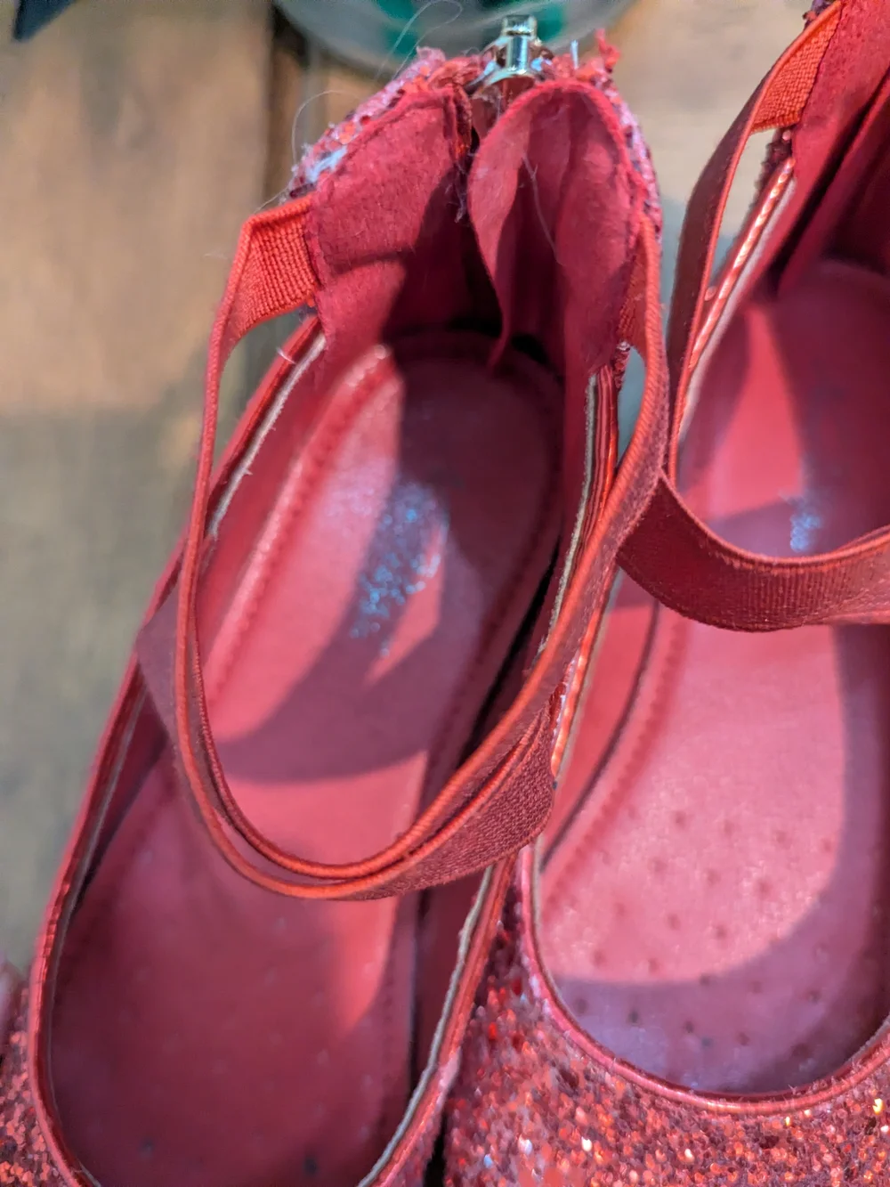 Kids Red Glitter Mary Jane Ballet Flats with Ankle Strap